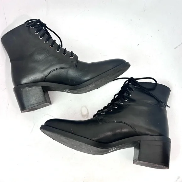 Jeffrey Campbell Zephyr Boot Size 9 Black Leather Lace-up Ankle Boots - Picture 8 of 11